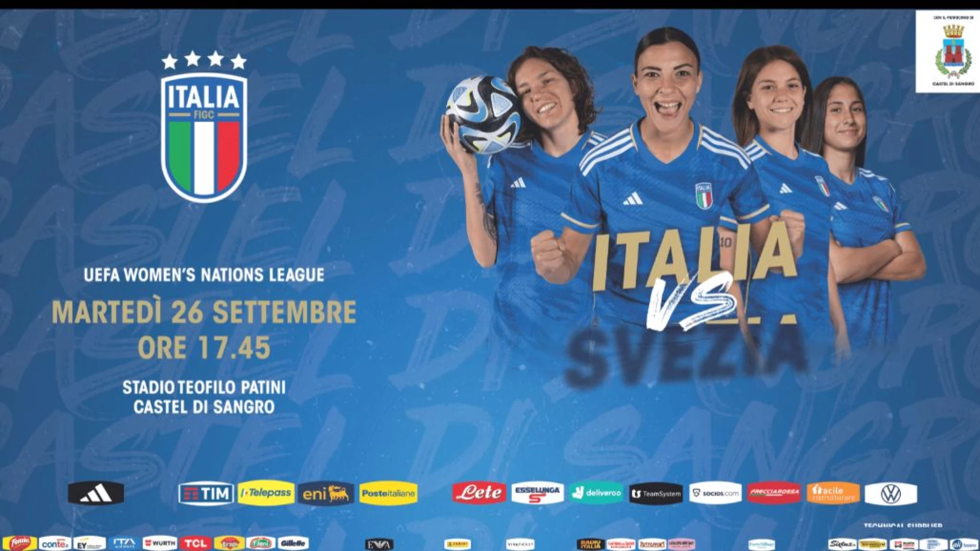 La Uefa Women’S Nation League a Castel Di Sangro. Martedì 26 settembre le azzurre di Soncin sfideranno la Svezia.